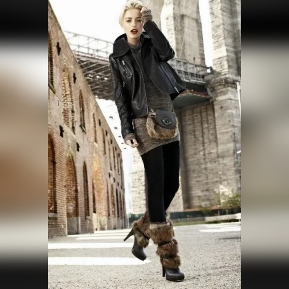 Ugg Foxly Leather Lamb Fur Boots Platform Luxury Designer S/N 1001320 NEW #728 - Picture 3 of 17